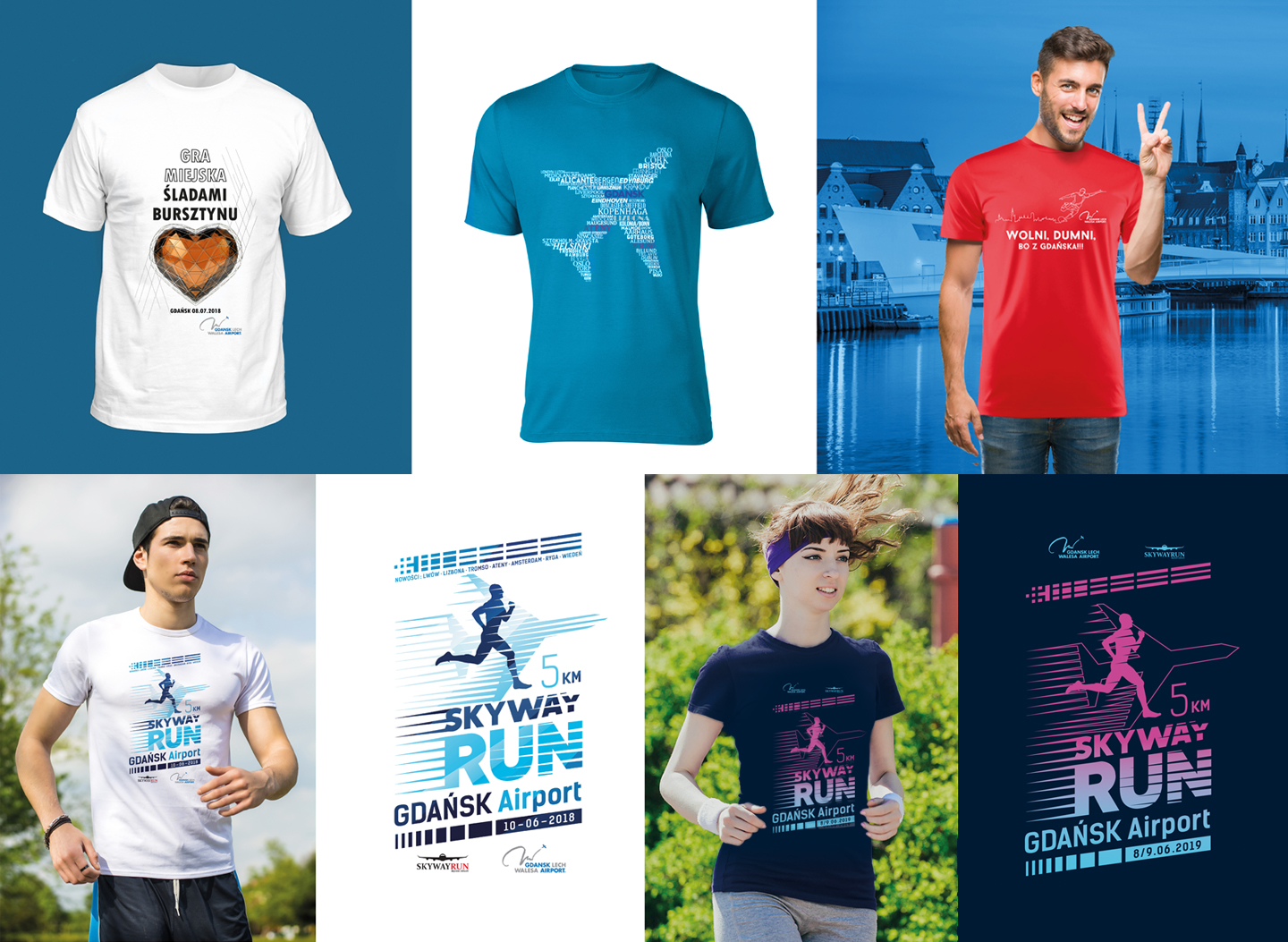 Port Lotniczy Gdańsk, Skyway run, Gdańsk Airport, bieg, koszulki, bursztyn, t-shirt, projekty graficzne, grafika, nadruki, kreacja, kreatywność