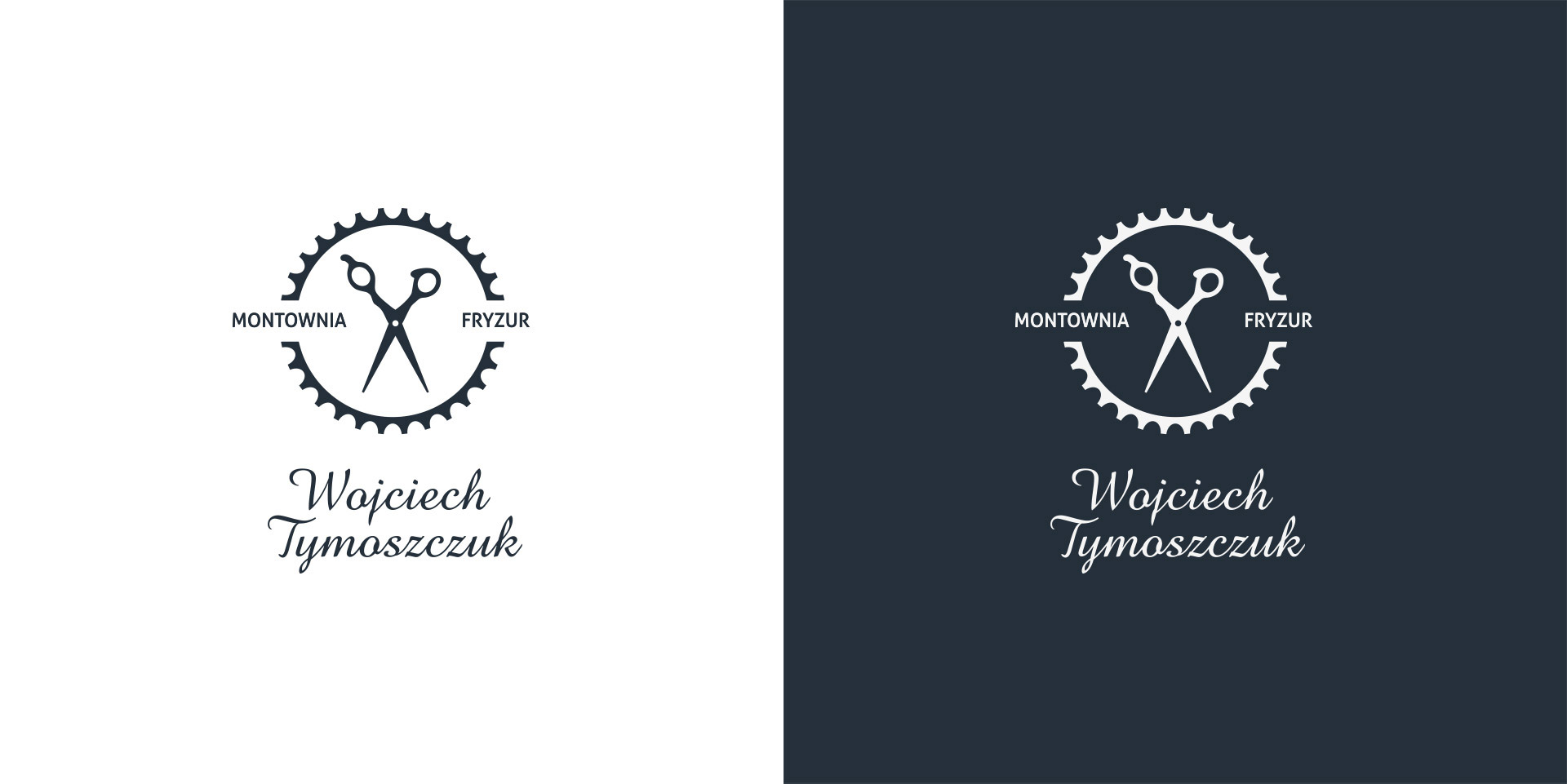 Montownia Fryzur Wojciech Tymoszczuk, logo, identyfikacja wizualna, fryzjer, znak firmowy, CI