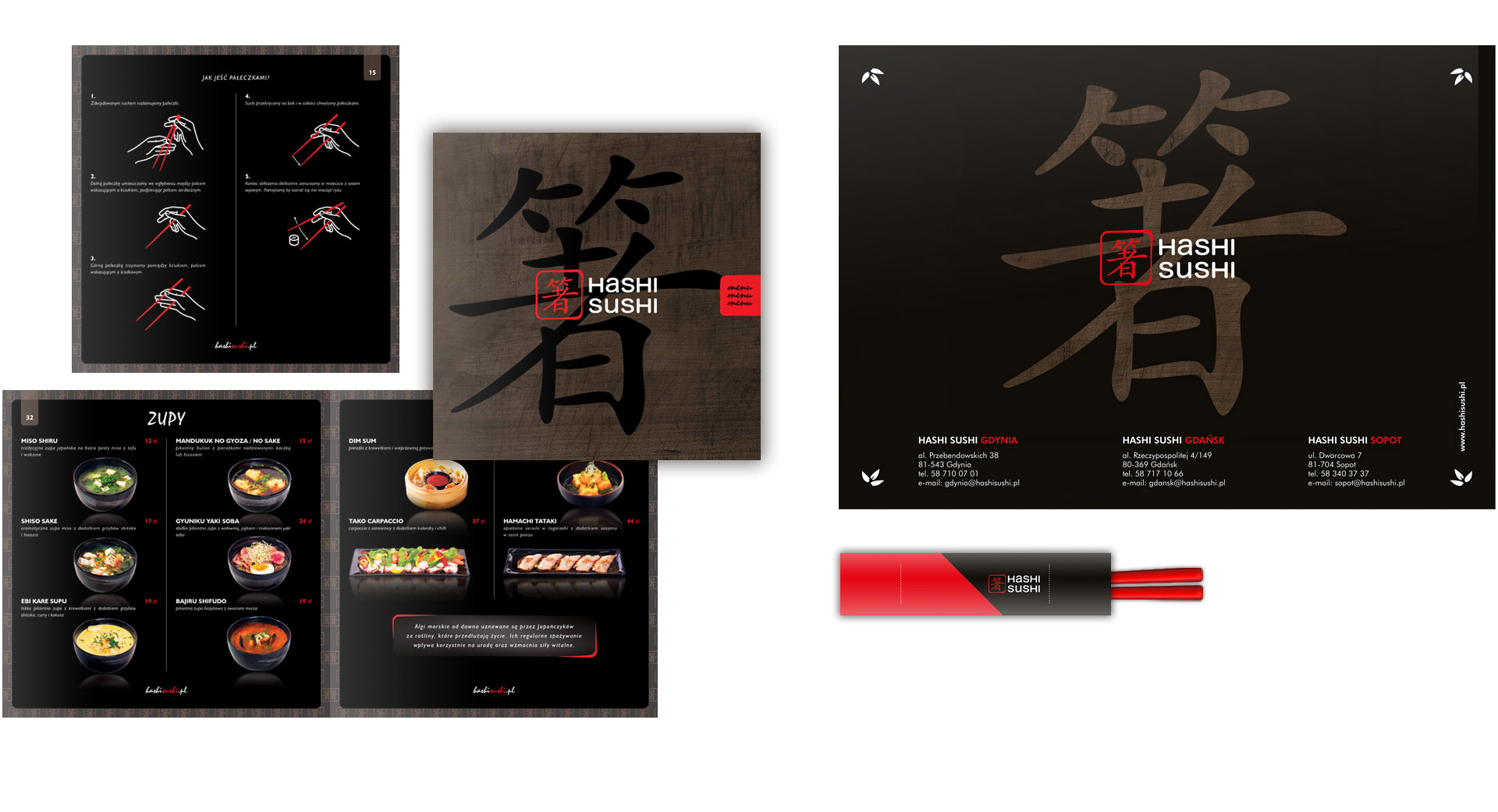 Hashi Sushi, identyfikacja wizualna, komunikacja reklamowa, projekt graficzny, logo, key visual, kreacja, menu