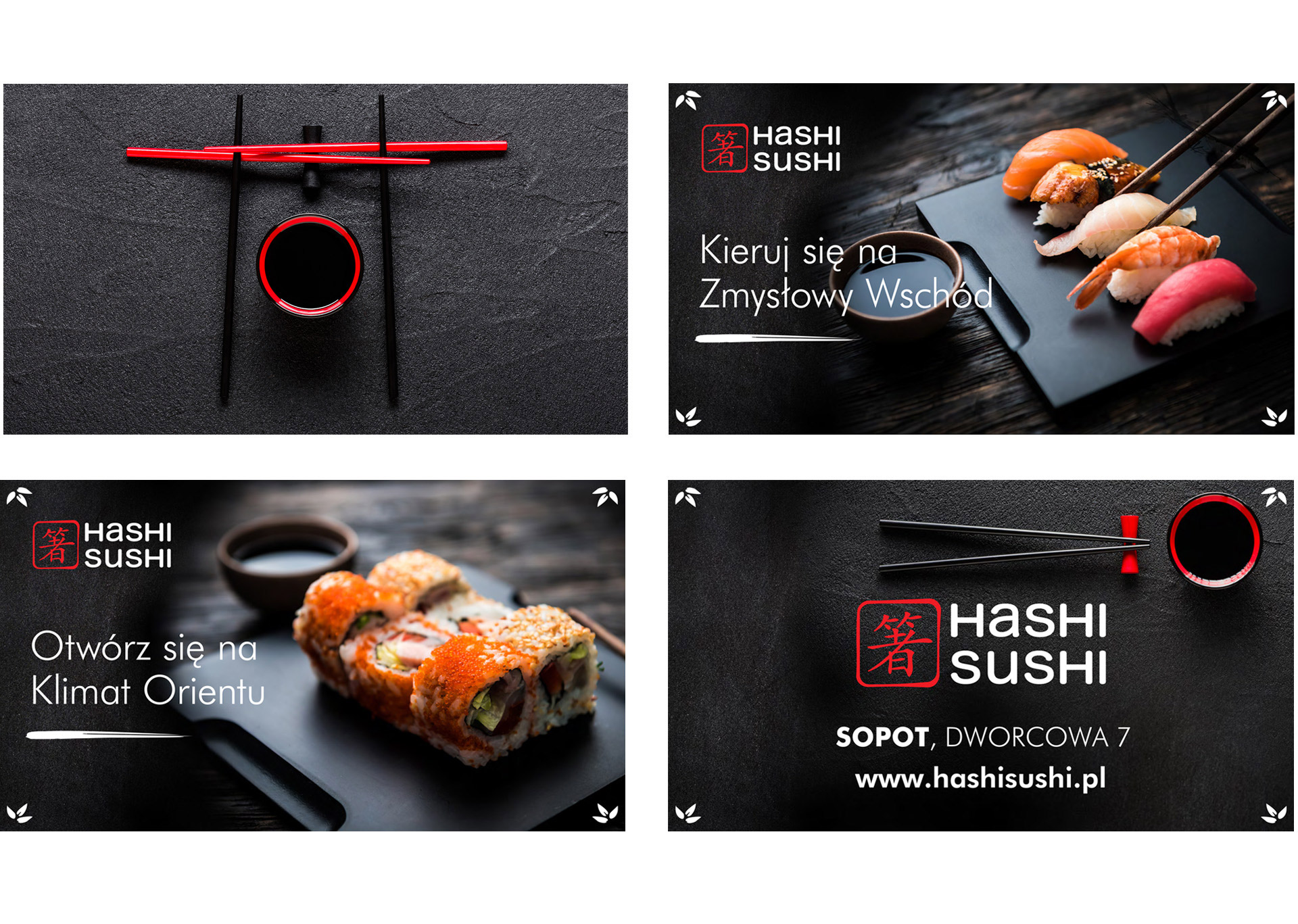 Hashi Sushi, identyfikacja wizualna, komunikacja reklamowa, projekt graficzny, key visual, kreacja, wizytówka